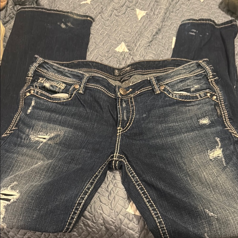 Silver Jeans Blue Boot Cut Distressed Denim